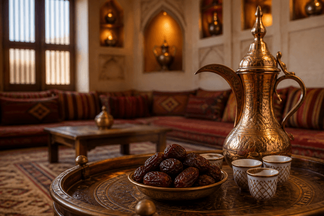 Traditional Arabic coffee and dates