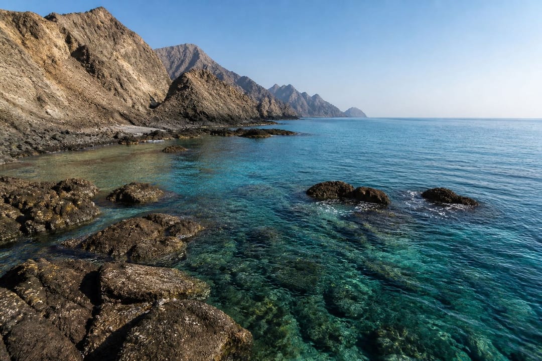 Hajar mountains and open sky on the UAE east coast