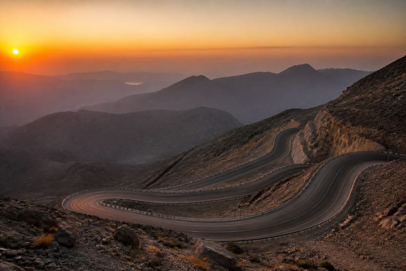 Jebel Jais mountain road beyond the city