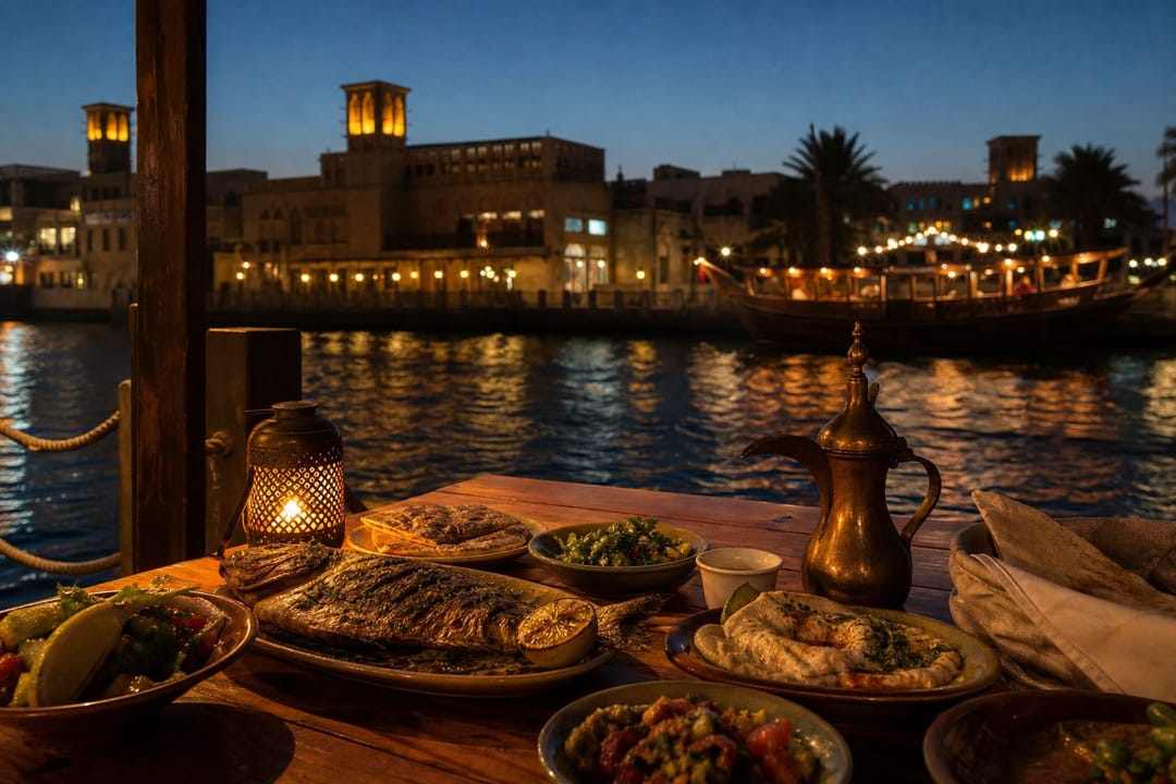 Waterfront dining at dusk in the UAE